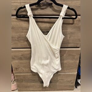 Abercrombie & Fitch White Ribbed Bodysuit